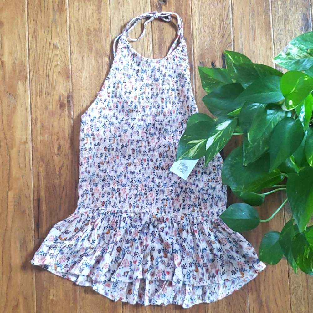 NWT Patrons of Peace Smocked Halter Top